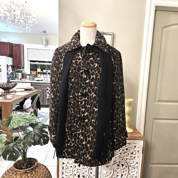 NWT LONDON FOG Single-Breasted Wool Coat with Scarf, Large - Picture 6 of 11